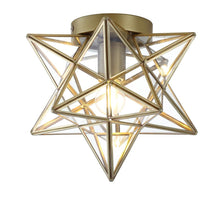 Load image into Gallery viewer, JONATHAN Y Stella 1-Light Gold Moravian Star Metal/Glass LED Pendant JYL9035B