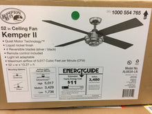 Load image into Gallery viewer, Hampton Bay AL663A-LN Kemper II 52" Liquid Nickel Ceiling Fan 1000554765