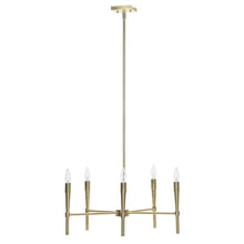Load image into Gallery viewer, Globe Electric Elena 5-Light Contemporary Brushed Brass Chandelier 65611