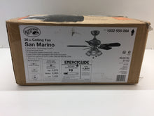 Load image into Gallery viewer, Hampton Bay San Marino 36 in. LED Indoor Brushed Steel Ceiling Fan 1002555064