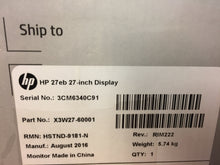 Load image into Gallery viewer, HP 27eb X3W27AA 27 Inch LED LCD HDMI Display Monitor Black, NOB