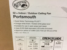 Load image into Gallery viewer, Hampton Bay 91355 Portsmouth 52" LED Vintage White Ceiling Fan 1002713379