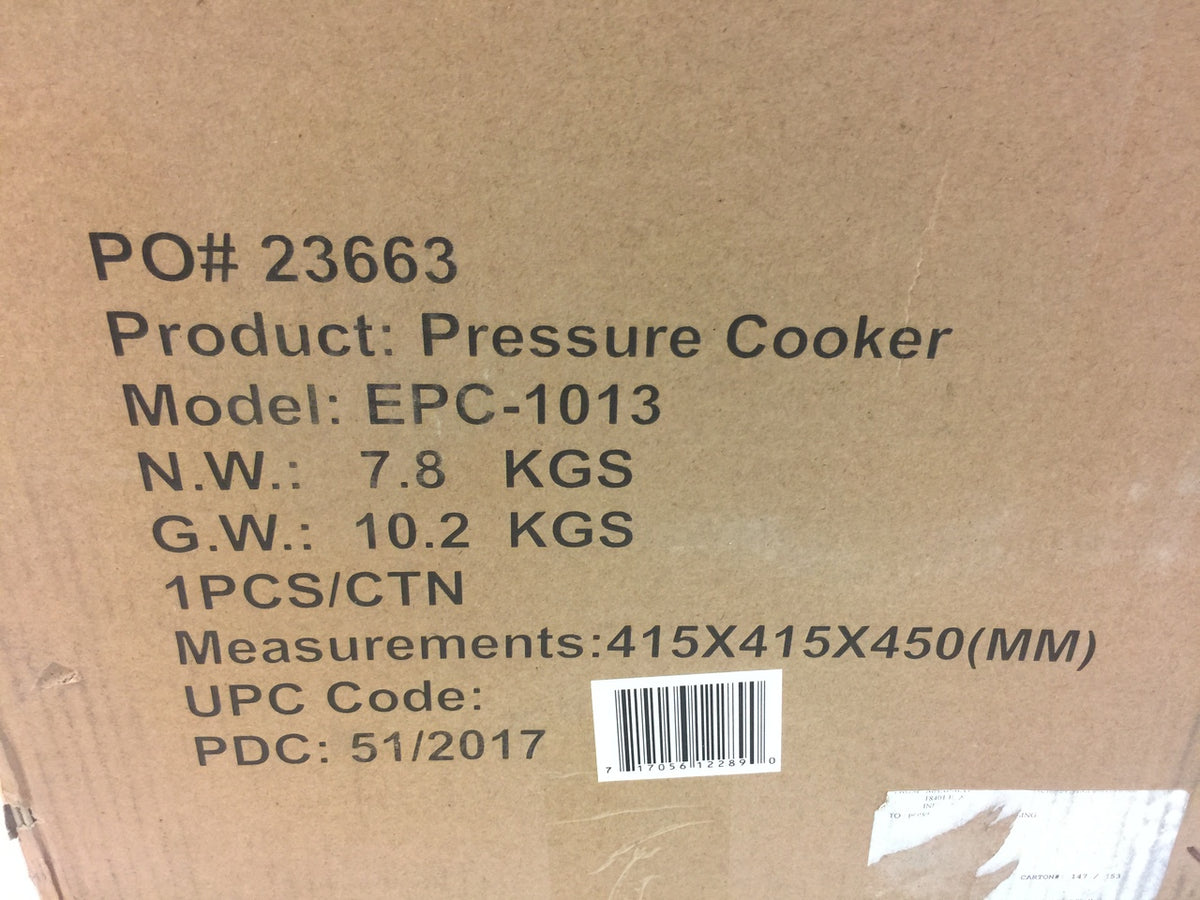 Elite EPC1013 10 Qt. Pressure Cooker NT Electronics LLC