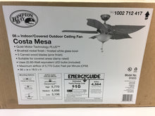 Load image into Gallery viewer, Hampton Bay Costa Mesa 56" LED Indoor/Outdoor Brushed Nickel Ceiling Fan