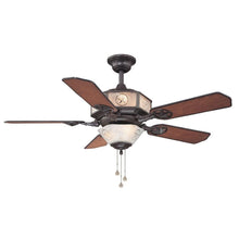 Load image into Gallery viewer, Hampton Bay Lonestar 52" Aged Copper White Rock Etched Glass Ceiling Fan 439604