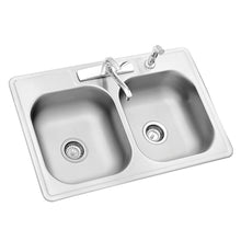 Load image into Gallery viewer, Glacier Bay HDDB332274LFR Drop-In 33" 4-Hole 2-Bowl Kitchen Sink Stainless Steel