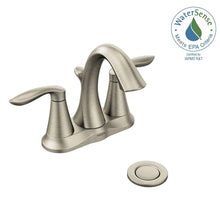 Load image into Gallery viewer, MOEN 6410BN Eva 4" Centerset 2-Handle High-Arc Bathroom Faucet, Brushed Nickel