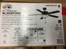 Load image into Gallery viewer, Hampton Bay Blakeford 60" LED Espresso Bronze Ceiling Fan with Light AM581A-EB
