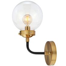 Load image into Gallery viewer, JONATHAN Y JYL9009A Caleb 1-Light 8 in. Black/Brass Wall Sconce