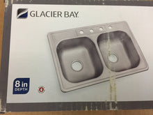 Load image into Gallery viewer, Glacier Bay HDDB332284 Drop-In Stainless Steel 33" 4-Hole 2-Bowl Kitchen Sink