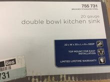 Load image into Gallery viewer, Glacier Bay HDDB332284 Drop-In Stainless Steel 33" 4-Hole 2-Bowl Kitchen Sink