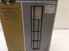 Load image into Gallery viewer, Hampton Bay AF33904-CA Black Shelf Floor Lamp Ivory Fabric Lamp Shade 1000040901