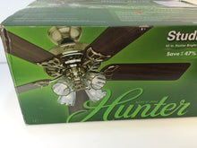 Load image into Gallery viewer, Hunter 53066 Studio Series 52" Indoor Bright Brass Ceiling Fan with Light Kit