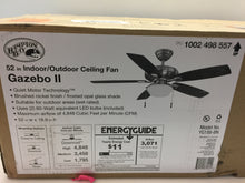 Load image into Gallery viewer, Hampton Bay Gazebo 52" LED Indoor/Outdoor Brushed Nickel Ceiling Fan YG188-BN