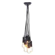 Load image into Gallery viewer, Globe Electric 7-Light Black Cluster Pendant Woven Fabric Black Cord 65110