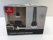 Load image into Gallery viewer, Globe Electric 7-Light Black Cluster Pendant Woven Fabric Black Cord 65110