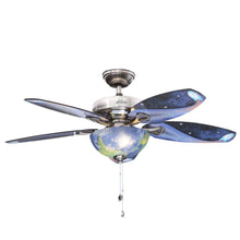 Load image into Gallery viewer, Hunter 52019 Discovery 48" Brushed Nickel Ceiling Fan w/ Light, for Kids Room