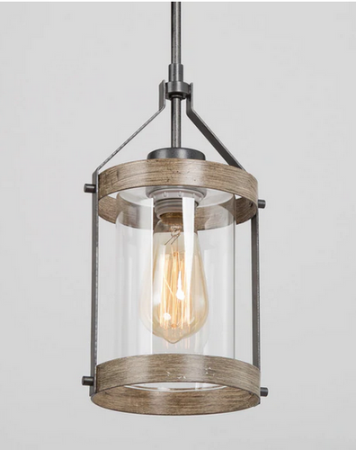 LNC Home Rustic Lantern Mini Pendant, Light Grey A04096