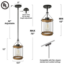 Load image into Gallery viewer, LNC Home Rustic Lantern Mini Pendant, Light Grey A04096
