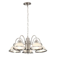 Load image into Gallery viewer, Hampton Bay WB0390/SC-1 Halophane 5-Light Brushed Nickel Chandelier 245200