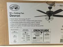 Load image into Gallery viewer, Hampton Bay 57231 Devron 52" Oil-Rubbed Bronze Ceiling Fan w/ Light Kit 751318