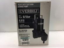 Load image into Gallery viewer, Everbilt ESE60W-HD 6/10 HP Heavy Duty Cast Iron Sewage Pump 1000026319