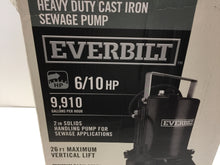 Load image into Gallery viewer, Everbilt ESE60W-HD 6/10 HP Heavy Duty Cast Iron Sewage Pump 1000026319