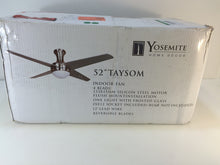 Load image into Gallery viewer, Yosemite Home Decor 52" Bright Brushed Nickel Ceiling Fan TAYSOM-BBN