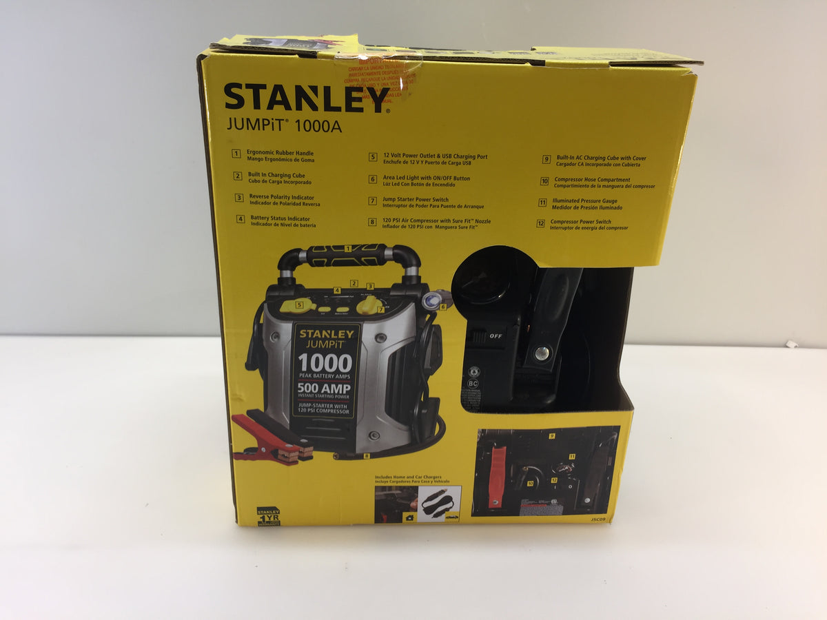 Stanley Jumpit 1000A J5C09 500 Amp Jump Starter with Compressor – NT  Electronics LLC