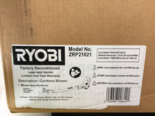 Load image into Gallery viewer, RYOBI ZRP21021 ONE+ 120 MPH 120 CFM 18V Li-Ion Cordless Leaf Blower, NOB