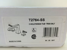 Load image into Gallery viewer, Delta T2764-SS Ashlyn 2-Handle Deck-Mount Roman Tub Faucet Trim Kit, Stainless