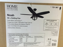 Load image into Gallery viewer, Home Decorators Collection 51505 Noah 52" Indoor Forged Iron Ceiling Fan 721967