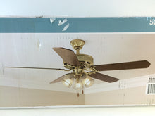 Load image into Gallery viewer, Hampton Bay HL52QV-P-3LC14 Landmark Plus 52" Polished Brass Ceiling Fan 525930