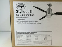 Load image into Gallery viewer, Hampton Bay AL979-BN Stylique II 56" Indoor Brushed Nickel Ceiling Fan 593554