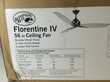 Load image into Gallery viewer, Hampton Bay AC299-BN Florentine IV 56" Indoor Brushed Nickel Ceiling Fan