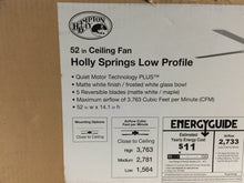 Load image into Gallery viewer, Hampton Bay 57288 Holly Springs Low Profile 52" Matte White Ceiling Fan 751324