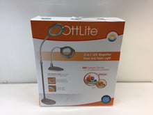 Load image into Gallery viewer, OttLite 43828C 56.75 in. LED 2-in-1 Magnifier Gray Floor and Table Lamp