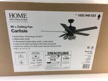 Load image into Gallery viewer, HDC 51760 Carlisle 60 in. LED Matte Black Ceiling Fan 1002948023