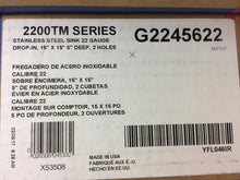 Load image into Gallery viewer, MOEN G2245622 2200 Series Drop-in Stainless Steel 15" 2-Hole 1-Bowl Bar Sink
