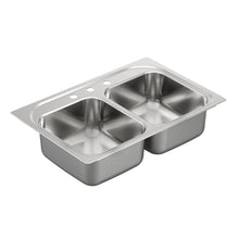 Load image into Gallery viewer, MOEN G222133 2200 Series Drop-In Stainless Steel 33" Double Bowl Kitchen Sink