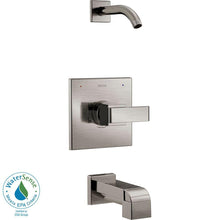 Load image into Gallery viewer, Delta T14467-SSLHD Ara 1-Handle Tub and Shower Faucet Trim Kit in Stainless