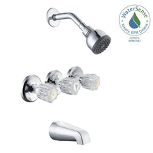 Load image into Gallery viewer, Glacier Bay 834-0201 Aragon 3-Handle 1-Spray Tub and Shower Faucet in Chrome
