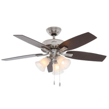 Load image into Gallery viewer, Hunter 52115 Atkinson 46" Indoor Brushed Nickel Ceiling Fan with Light Kit