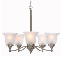 Load image into Gallery viewer, Portfolio FD15-093 Roseall 5-Light Nickel Etched Glass Shaded Chandelier 759873
