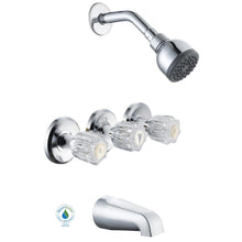 Load image into Gallery viewer, Glacier Bay 834X-0001 Aragon 3-Handle WaterSense Tub & Shower Faucet Chrome