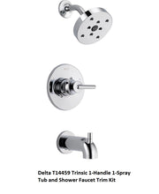 Load image into Gallery viewer, Delta T14459 Trinsic 1-Handle 1-Spray Tub and Shower Faucet Trim Kit, Chrome