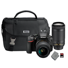 Load image into Gallery viewer, Nikon D5600 24MP DSLR Bundle with 18-55mm VR, 70-300mm Lens, Camera Bag