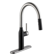 Load image into Gallery viewer, Schon 67553-0173 Contemporary Sprayer Kitchen Faucet, Stainless Steel & Black