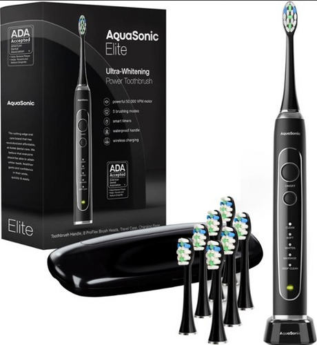 AquaSonic - Elite Series Electric Toothbrush - Black (AS-ELITE-BK)