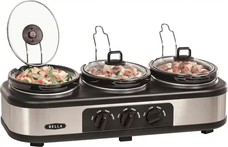 Bella 3 x 1.5-Quart Triple Slow Cooker Server BLA13582 Buffet Stainless Steel